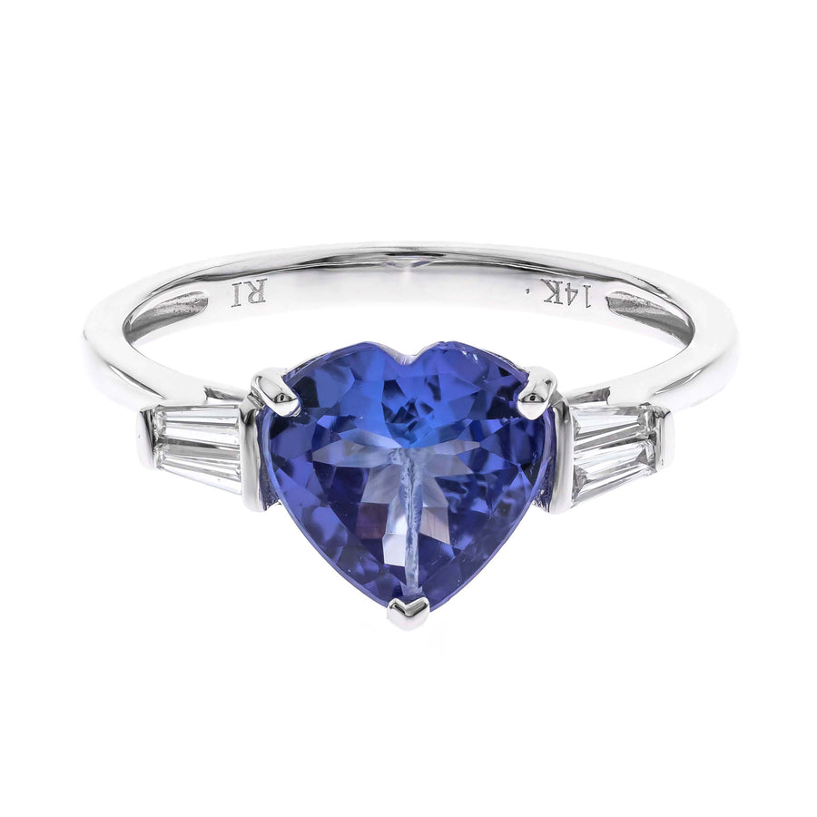 Laura 14K White Gold Heart Shape Tanzanian TanzaniteRing