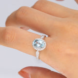 Savanna 14K White Gold Oval-Cut Blue Zircon Ring