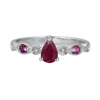 Kimber 10K White Gold Pear-Cut Ruby Ring