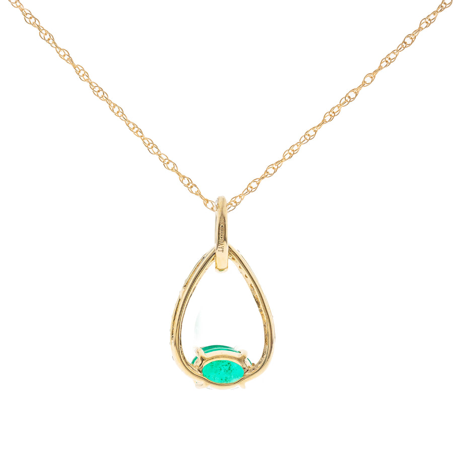 Genesis 10K Yellow Gold Oval-Cut Natural Zambian Emerald Pendant