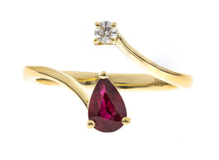 Chana 10K Yellow Gold Pear-Cut Mozambique Ruby Ring