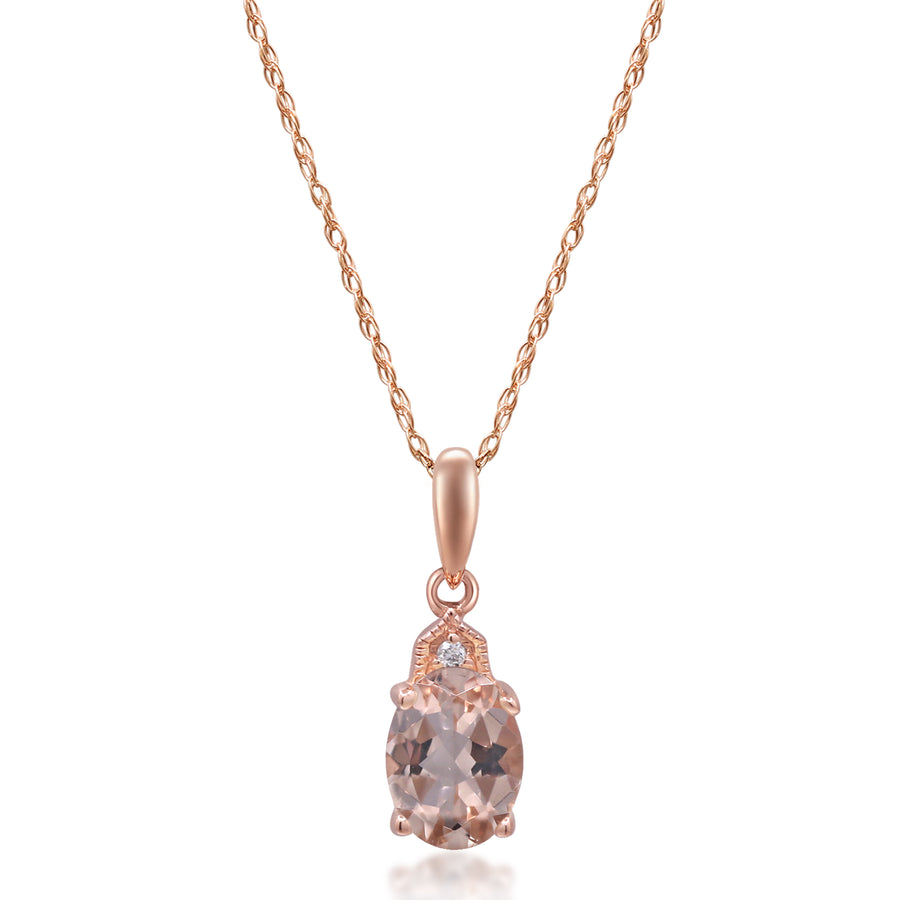 Mila 10K Rose Gold Oval-Cut Morganite Pendant