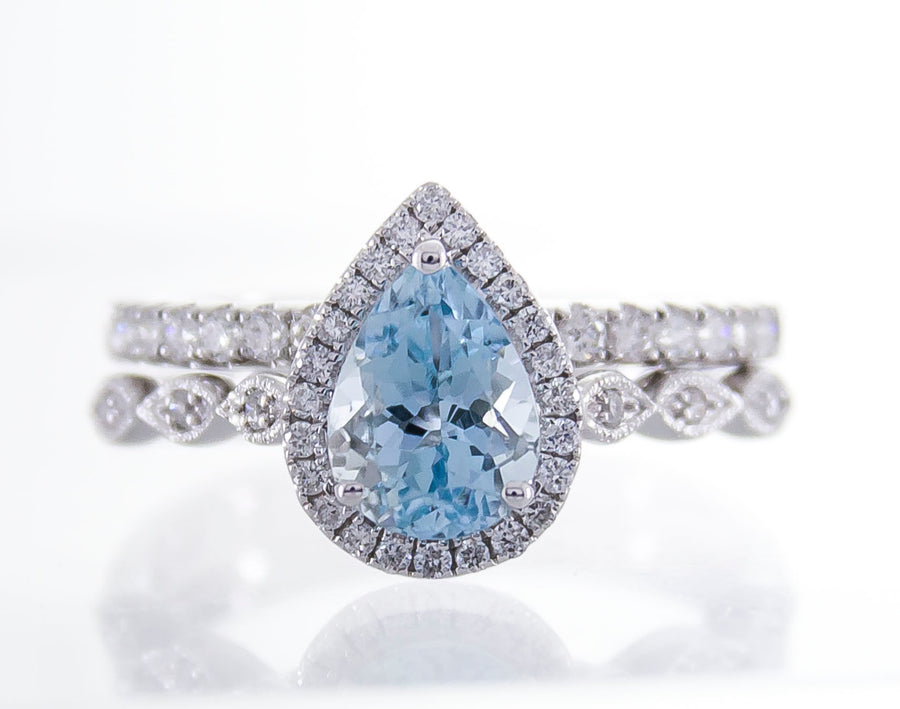 Emmie 14K White Gold Pear-Cut Brazilian Aquamarine Ring