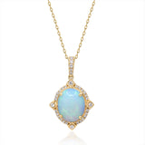 Madison 10K Yellow Gold Oval-Cab Natural African Opal Pendant