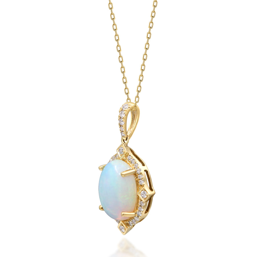 Madison 10K Yellow Gold Oval-Cab Natural African Opal Pendant