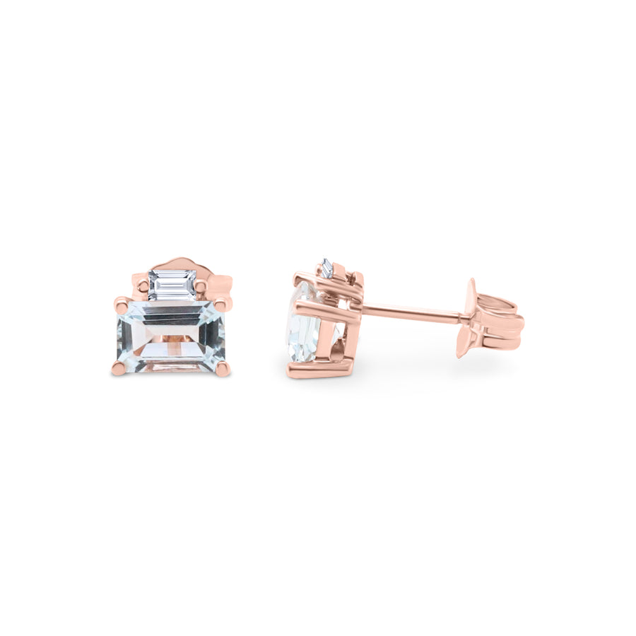 Ashlyn 10K Rose Gold Emerald-Cut Brazilian Aquamarine Earring