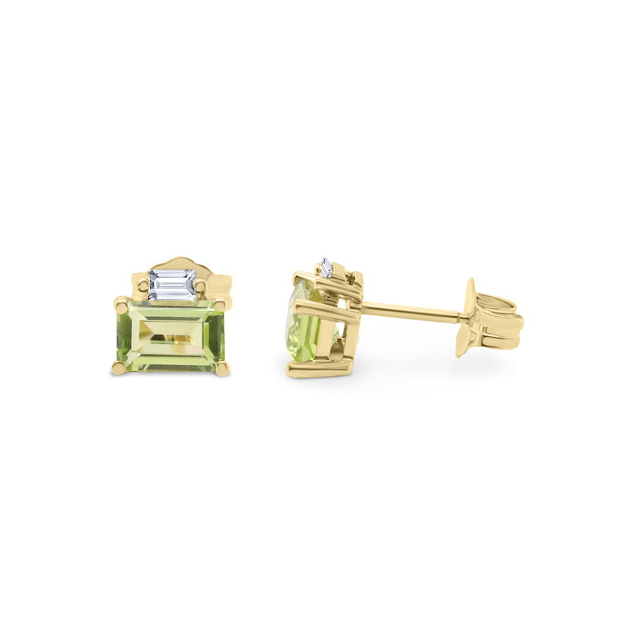 Ashlyn 10K Yellow Gold Emerald-Cut Manchurian Peridot Earring