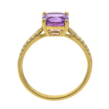Alina 10K Yellow Gold Cushion-Cut Amethyst Ring