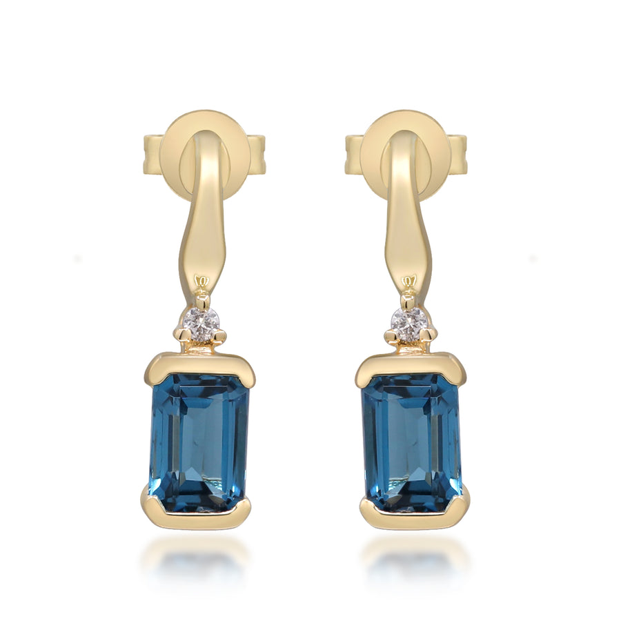 Elliana 10K Yellow Gold Emerald-Cut Brazilian London Blue Topaz Earring