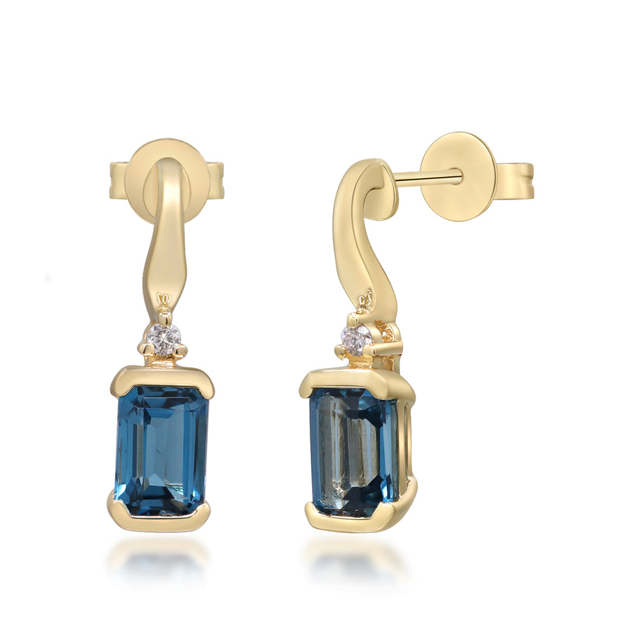 Elliana 10K Yellow Gold Emerald-Cut Brazilian London Blue Topaz Earring