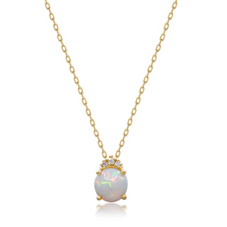 Charlie 10K Yellow Gold Round-Cab Natural African Opal Pendant