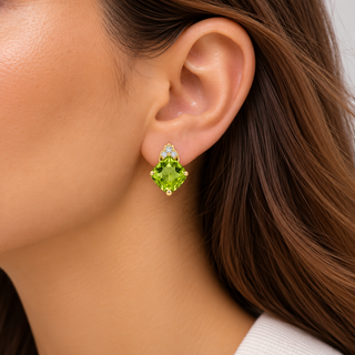 Valerie 14K Yellow Gold Cushion-Cut Peridot Earrings