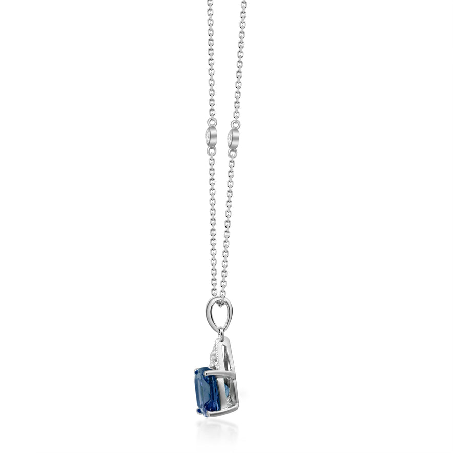 Bailey 14K White Gold Cushion-Cut Brazilian London Blue Topaz Pendant