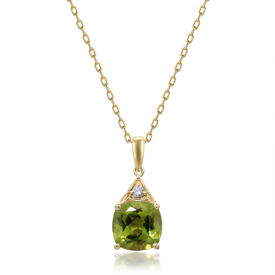 Halle 14K Yellow Gold Cushion-Cut Manchurian Peridot Pendant