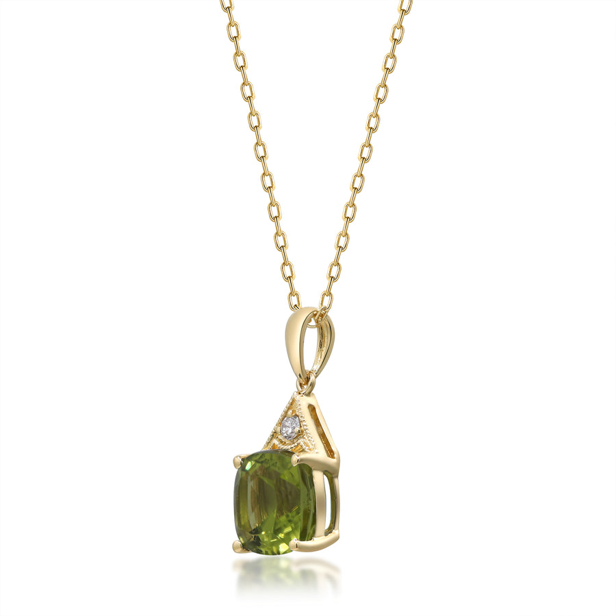 Halle 14K Yellow Gold Cushion-Cut Manchurian Peridot Pendant