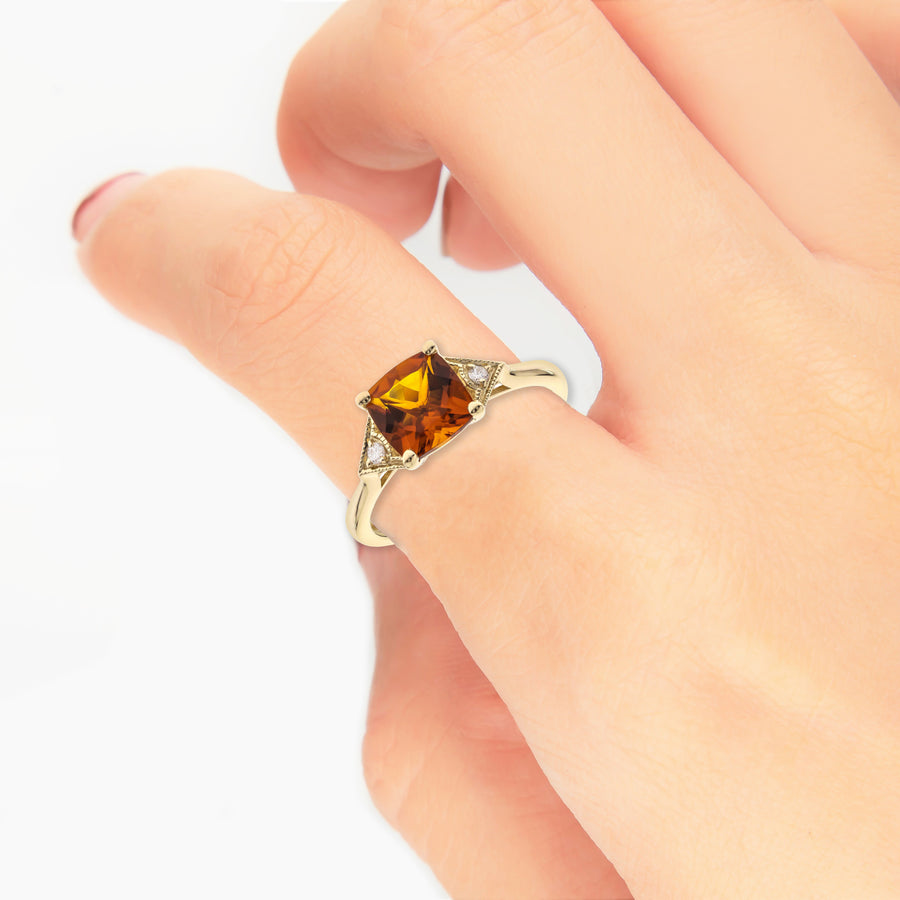 Juliette 10K Yellow Gold Cushion-Cut Brazilian Citrine Ring