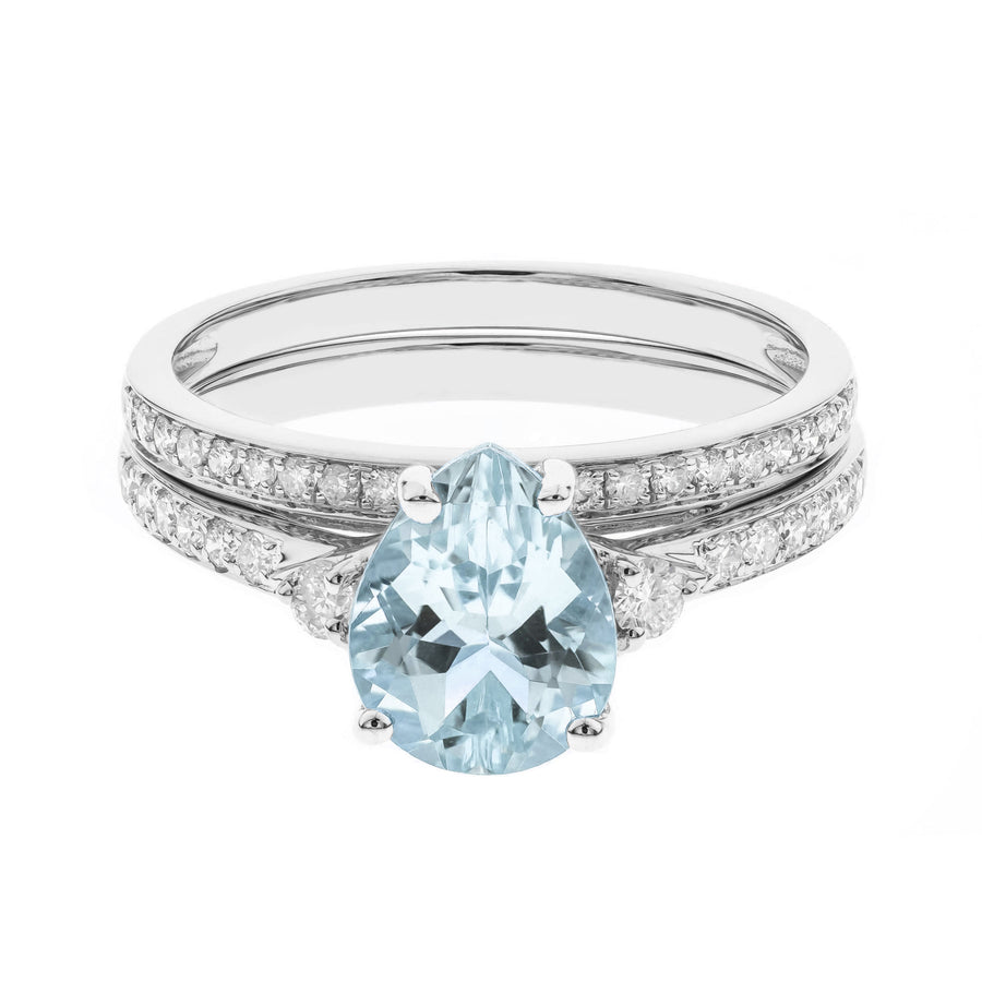 Peyton 14K White Gold Pear-Cut Brazilian Aquamarine Ring