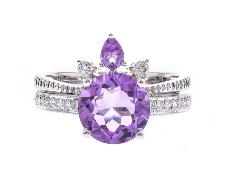 Dixie 14K White Gold Round-Cut Pink Brazilian Amethyst Ring