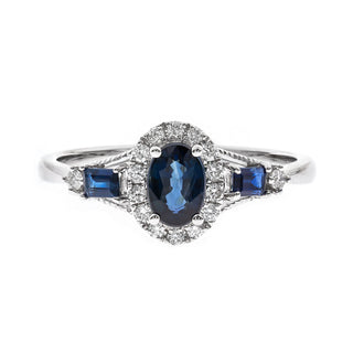 Amiya 10K White Gold Oval-Cut Blue Sapphire Ring