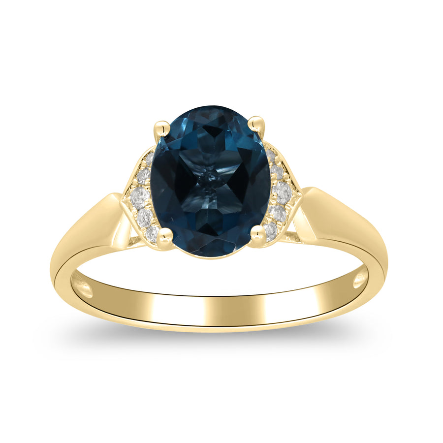 Kali 14K Yellow Gold Oval-Cut Brazilian London Blue Topaz Ring