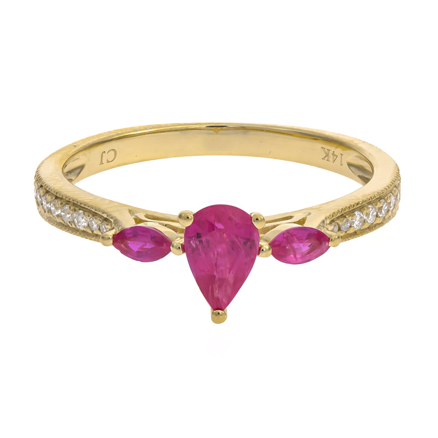 Savannah 14K Yellow Gold Pear-Cut Ruby Ring