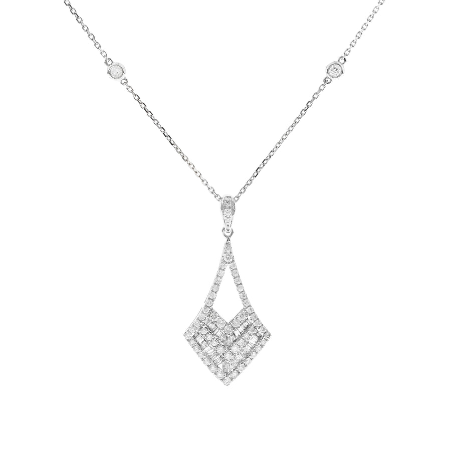 Athena 14K White Gold Baguette-Cut White Diamond Pendant