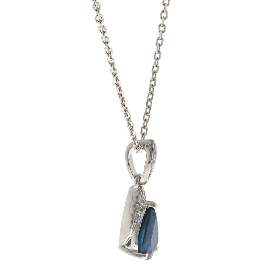 Frances 10K White Gold  Pear-Cut Ceylon Blue Sapphire Pendant