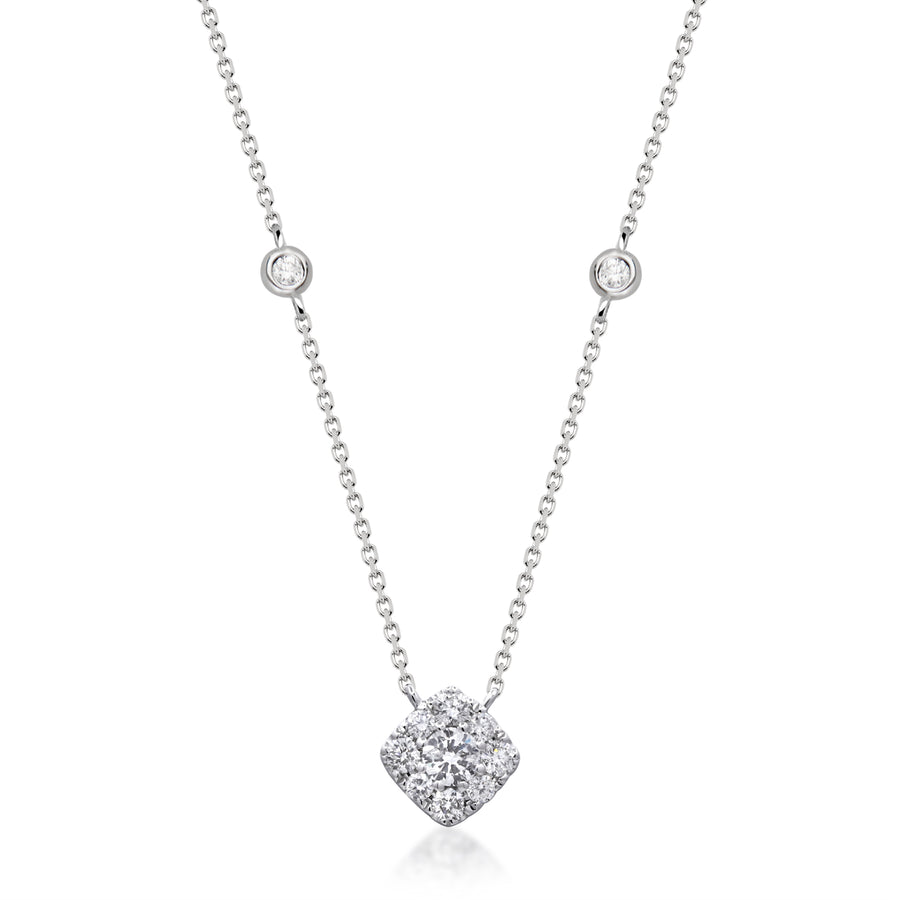 Autumn 14K White Gold Round-Cut White Diamond Pendant