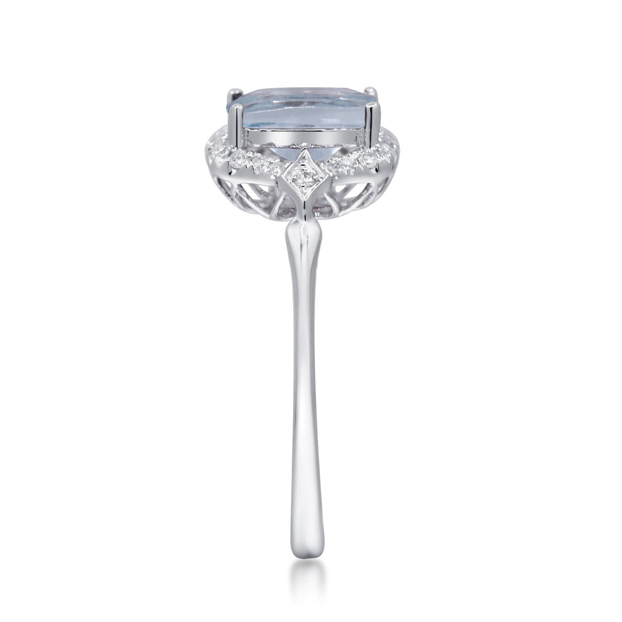 Zoe 14K White Gold Cushion-Cut Brazilian Aquamarine Ring