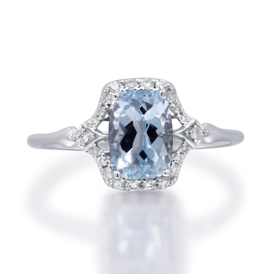 Zoe 14K White Gold Cushion-Cut Brazilian Aquamarine Ring