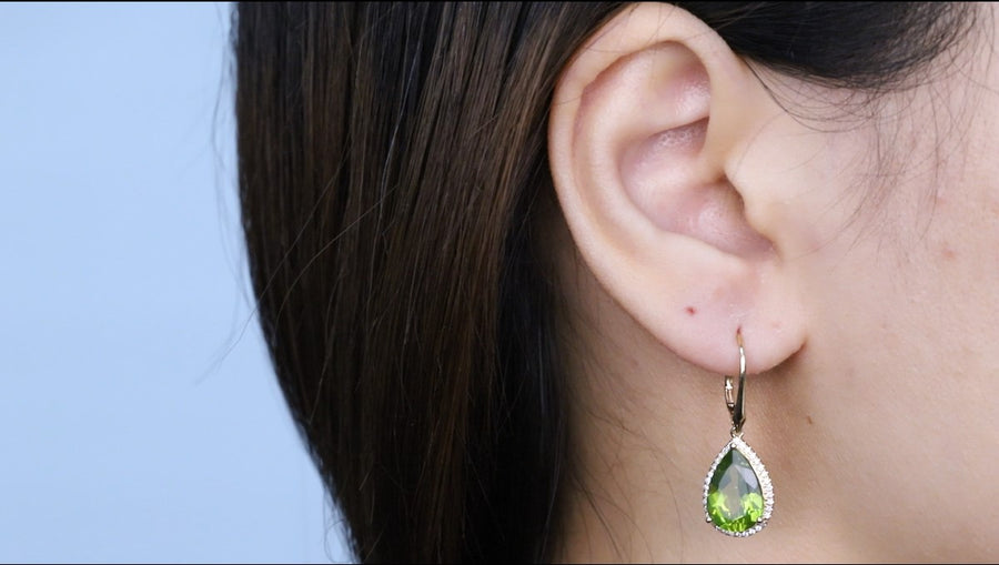 Halle 14K Yellow Gold Pear-Cut Manchurian Peridot Earring