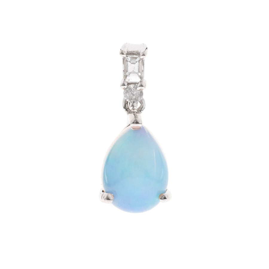 Violet 10K White Gold Pear-Cut African Opal Pendant