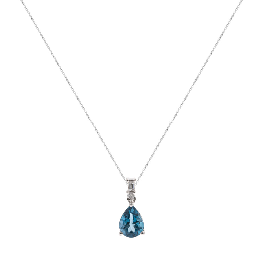 Shelby 10K White Gold Oval-Cut Brazilian London Blue Topaz Pendant