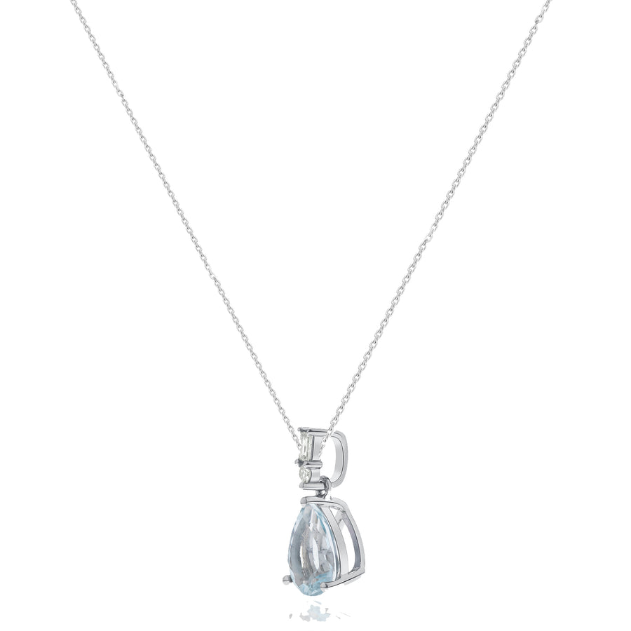 Emmie 10K White Gold Pear-cut Brazilian Aquamarine Pendant