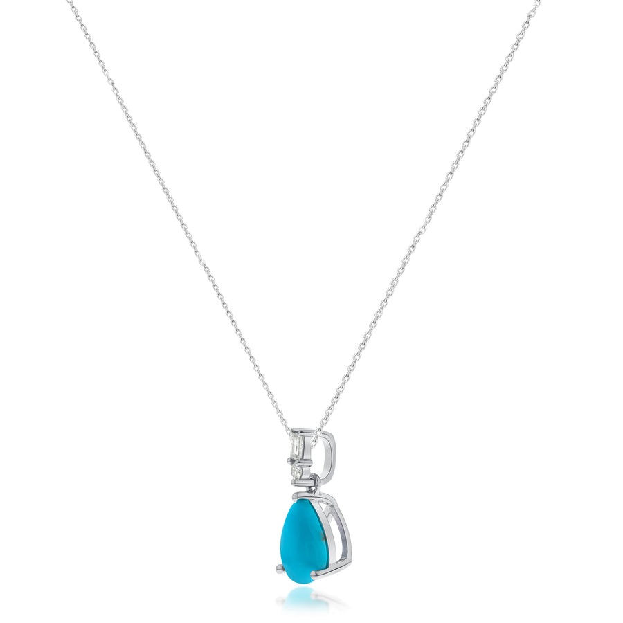 Emmie 10K White Gold Pear-Cab Arizona Turquoise Pendant