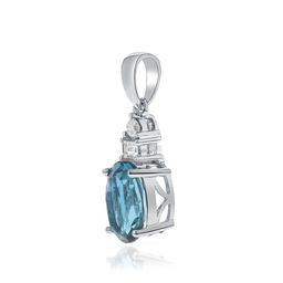 Melody 10K White Gold Oval-Cut Brazilian London Blue Topaz Pendant