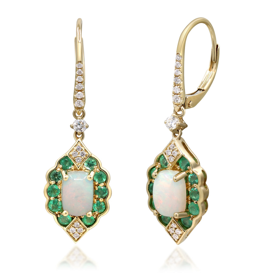 Ada 14K Yellow Gold Cushion-Cut Natural African Opal Earrings