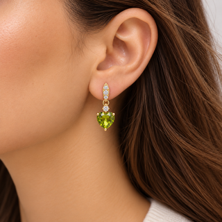 Valerie 14K Yellow Gold Heart-Cut Peridot Earrings