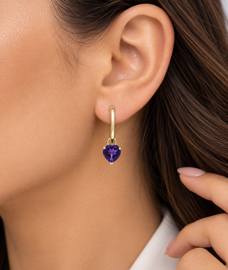 Della 10K Yellow Gold Heart-Cut Brazilian Amethyst Earring