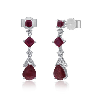 Amelie 14K White Gold Pear-Cut Mozambique Ruby Earrings