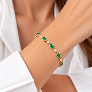 Ruth 14K Yellow Gold Oval-Cut Emerald Bracelet