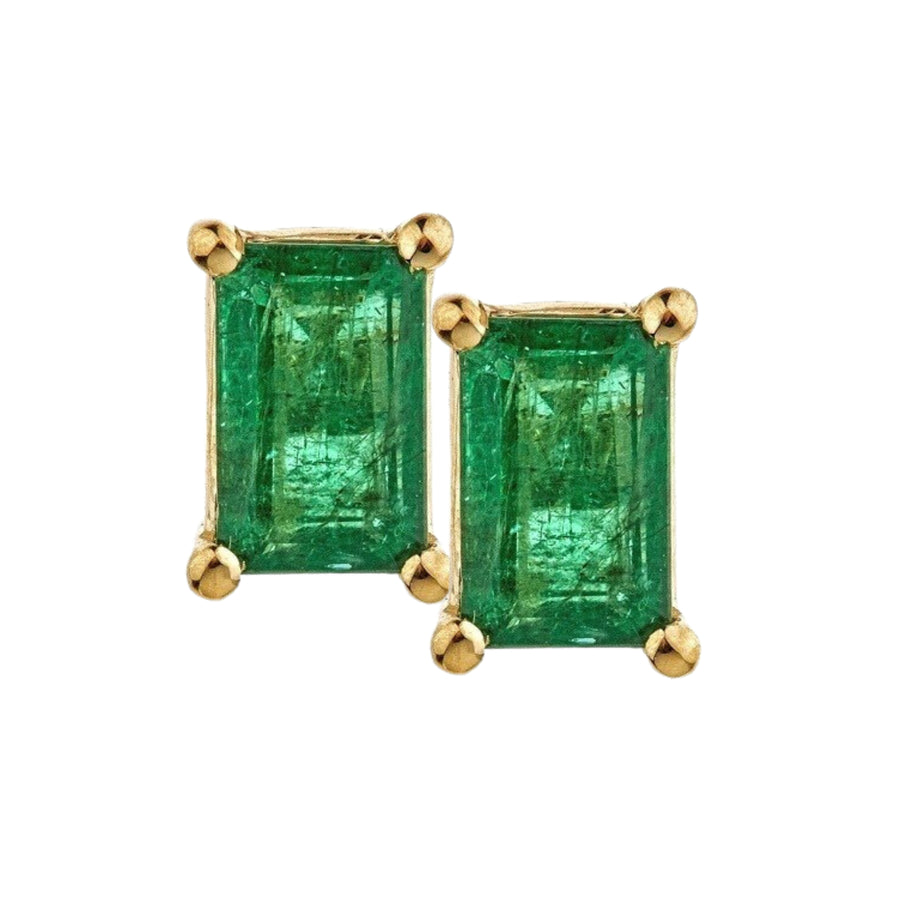 Katalina 10K Yellow Gold Emerald-Cut Natural Zambian Emerald Earring