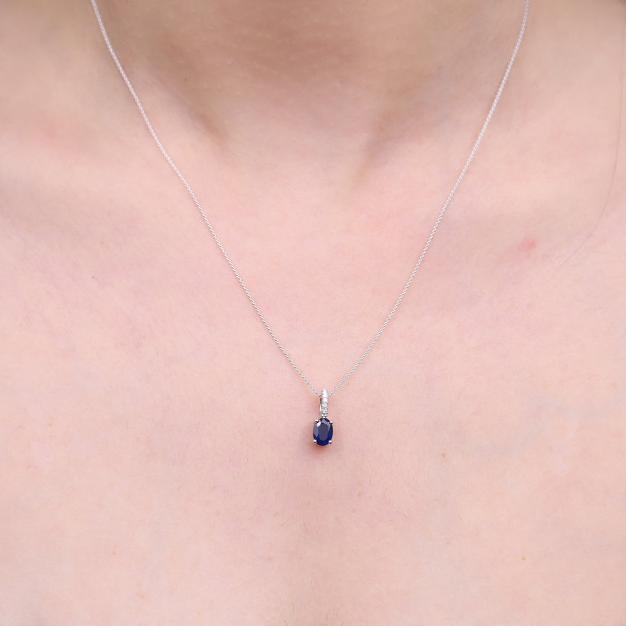 Josie 10K White Gold Oval-Cut Ceylon Blue Sapphire Pendant