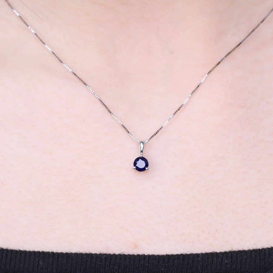 Gianna 10K White Gold Round-Cut Ceylon Blue Sapphire Pendant