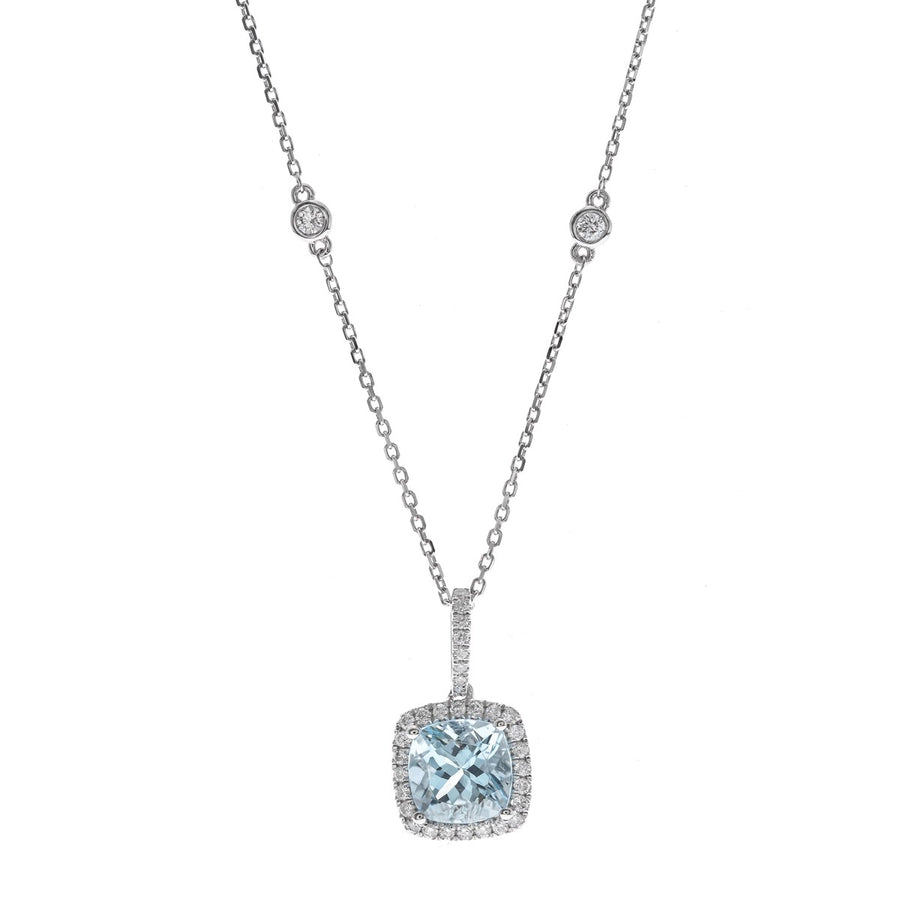 Lillian 14K White Gold Cushion-Cut Aquamarine Pendant