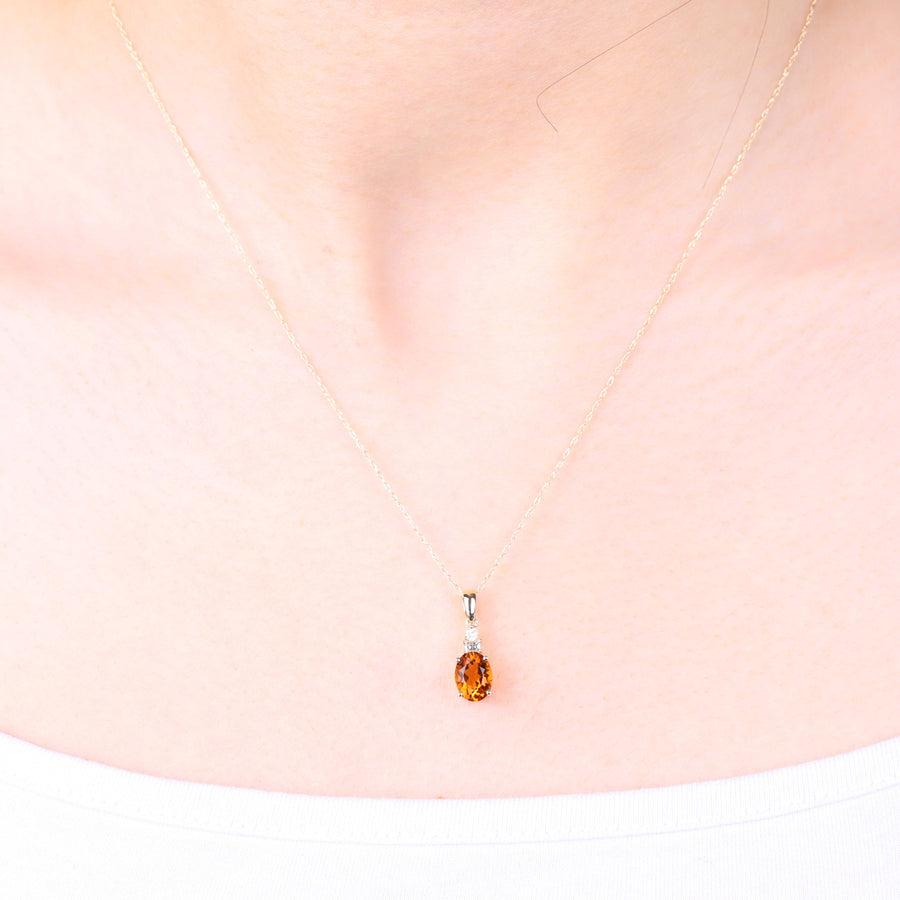 Eva 10K Yellow Gold Oval-Cut Brazilian Citrine Pendant