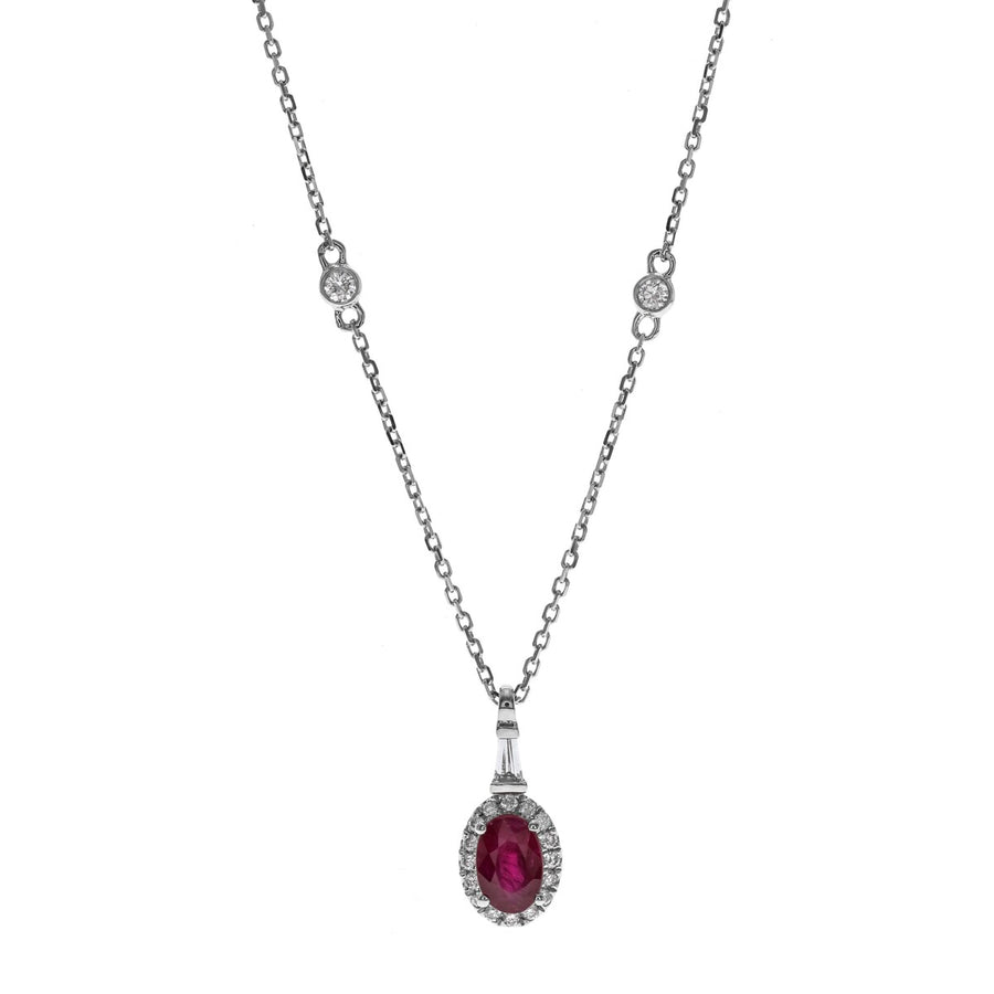 Lillian 10K White Gold Oval-Cut Mozambique Ruby Pendant