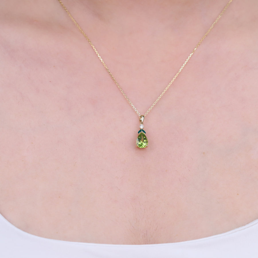 Kalani 10K Yellow Gold Pear-Cut Manchurian Peridot Pendant