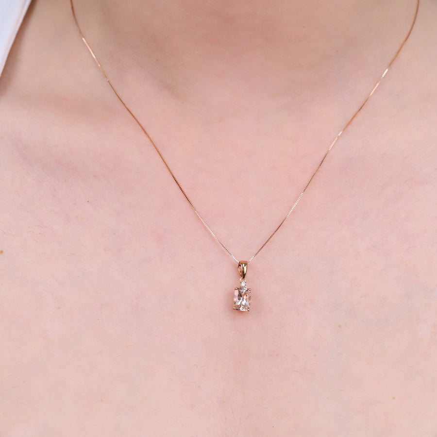 Catalina 10K Rose Gold Cushion-Cut Madagascar Morganite Pendant