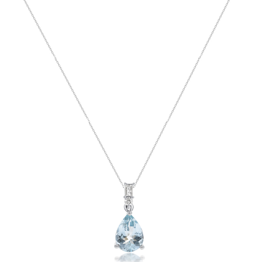 Emmie 10K White Gold Pear-cut Brazilian Aquamarine Pendant